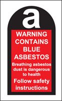 100 S/A labels 27x50mm contains blue asbestos