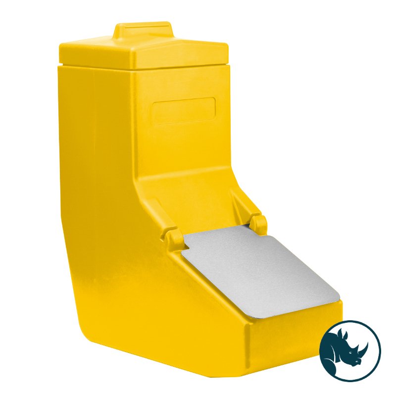 Ingredient dispensing bin - 40 Ltr, stainless steel dispensing lid, yellow