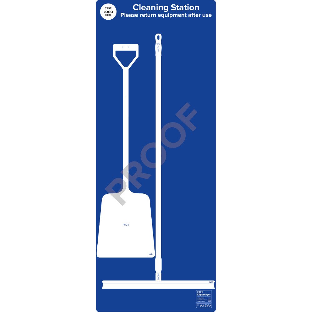 Cleaning Station with Shovel and Squeegee (with utensils) - Blue