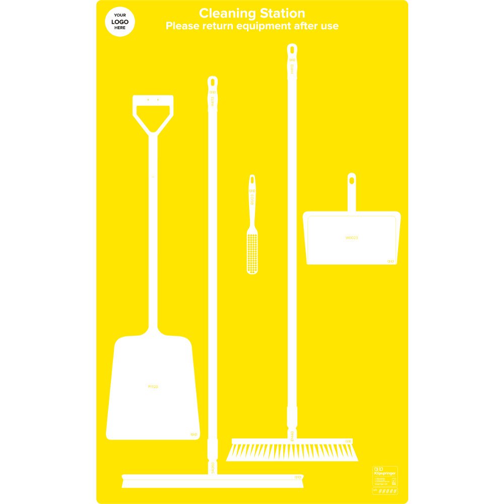 Floor Cleaning Station with Squeegee & Shovel - Yellow