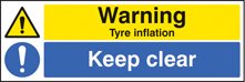 Warning tyre inflation keep clear