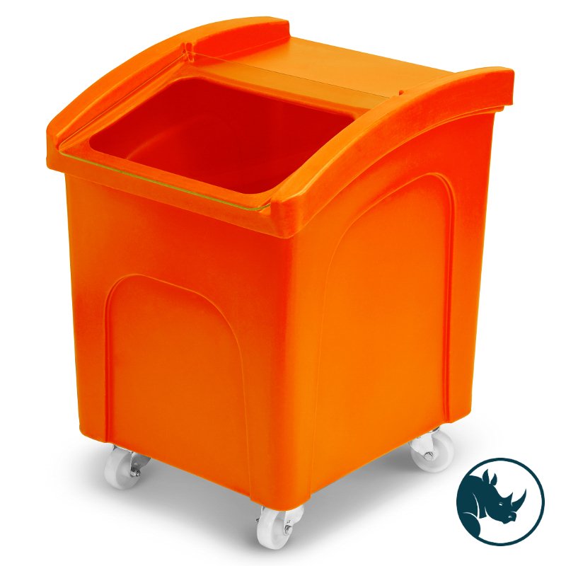 Ingredient dispensing truck - 140 ltr, clear polycarbonate dispensing lid, orange