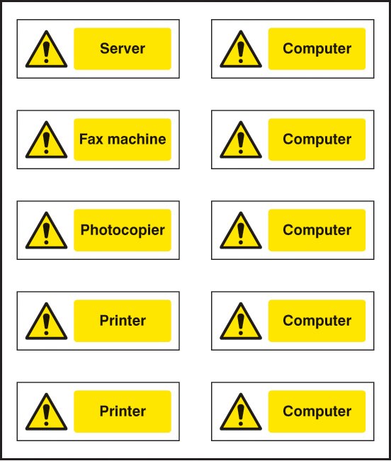 Office labels (various machinery) sheet of 10 labels 40x18mm