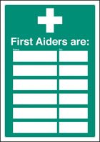 First aiders are (space for 6) adapt-a-sign 215x310mm