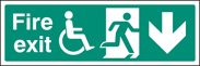 Fire exit (running man, disabled symbol, arrow down)