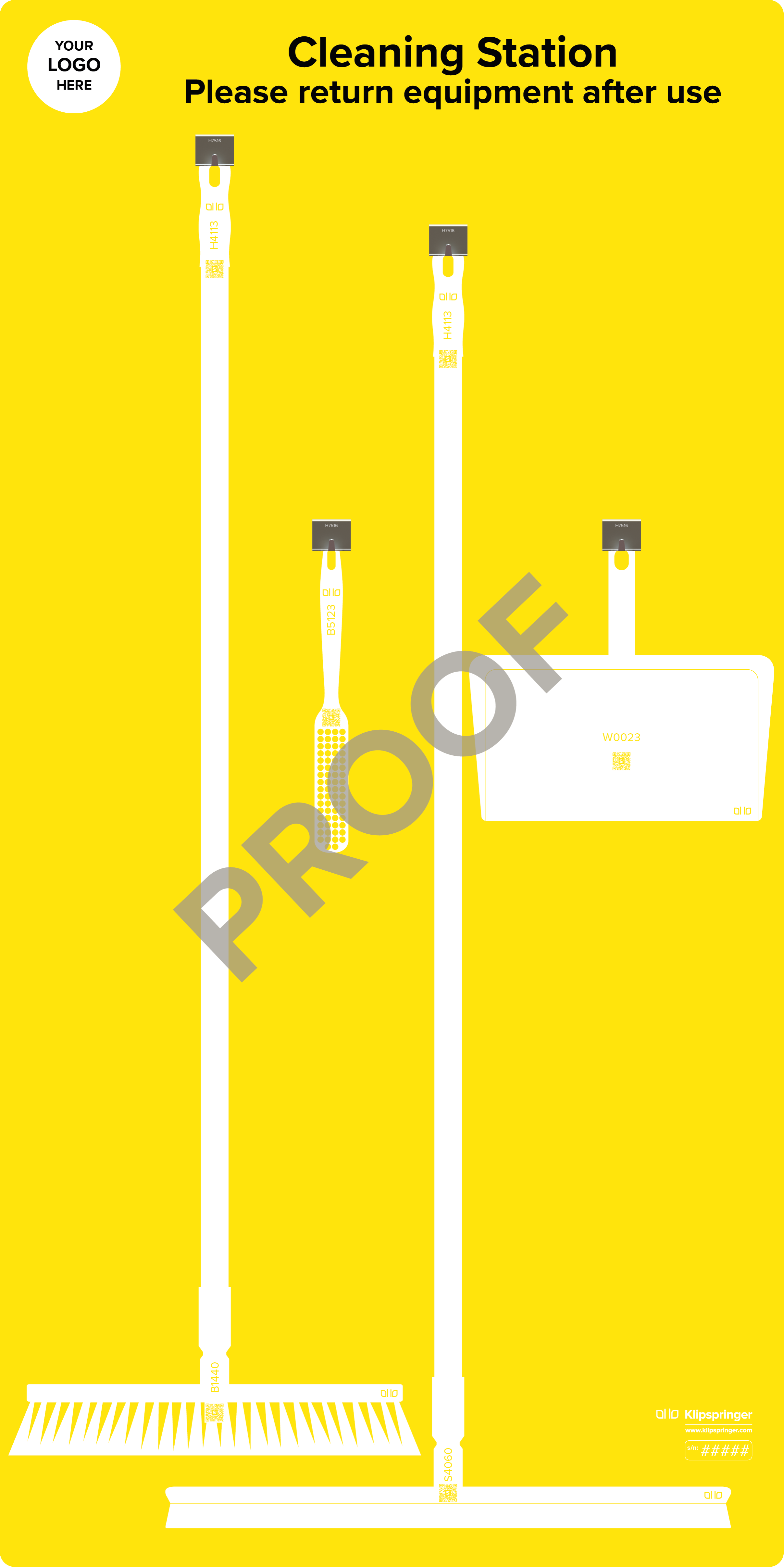 Floor Cleaning Station with Squeegee (with utensils) - Yellow