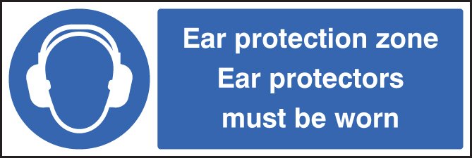 Ear protection zone ear protectors must be worn