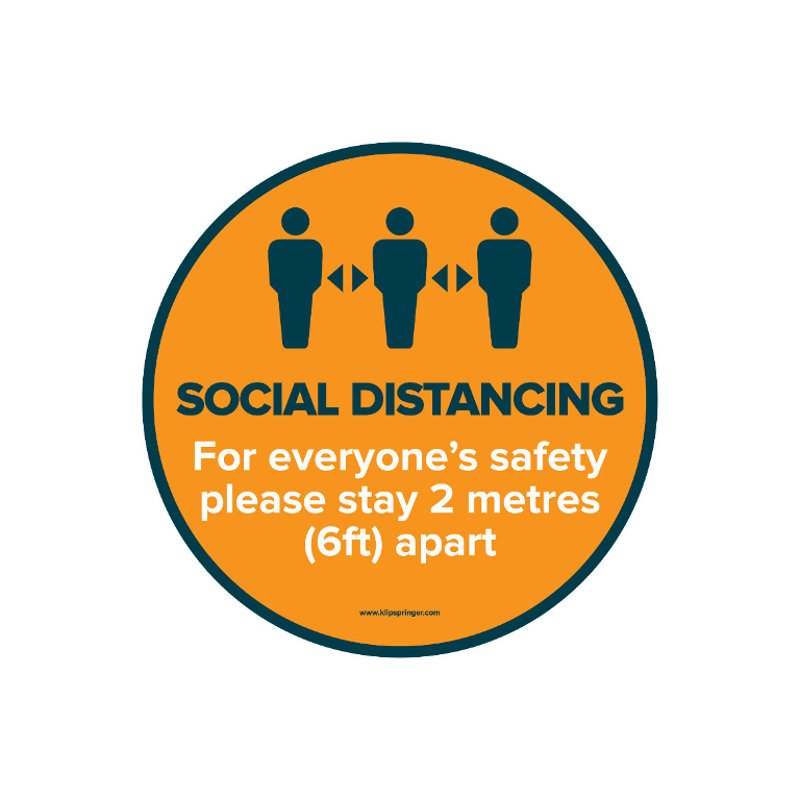 "2 Metres Social Distancing" Floor Vinyl - 300mmØ