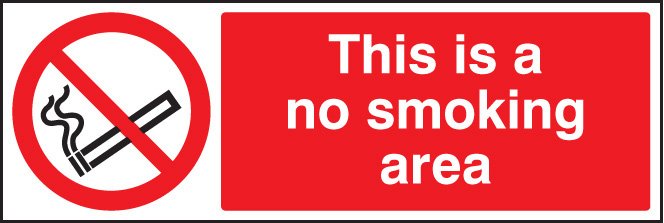 No smoking area 300x100mm adhesive backed