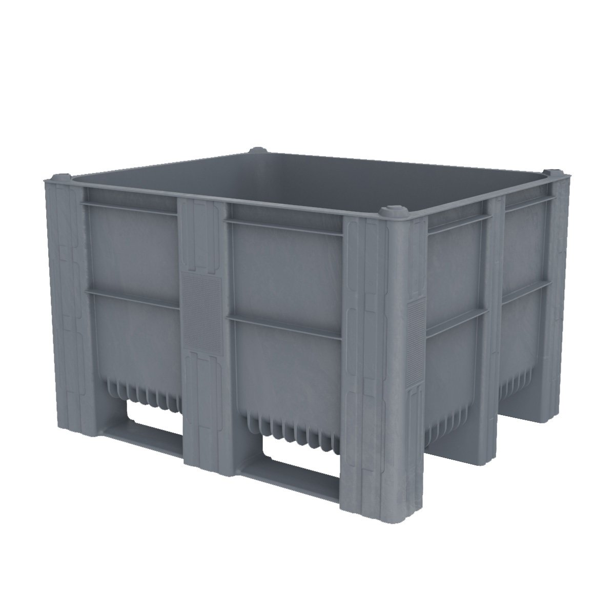 Box Pallet - 605ltr, HDPE, Grey, Solid, 1200x1000x740mm