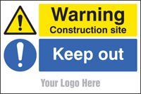 Warning construction site Keep out, site saver sign 600x400mm