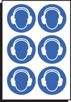 Ear protection symbol 50mm dia - sheet of 6