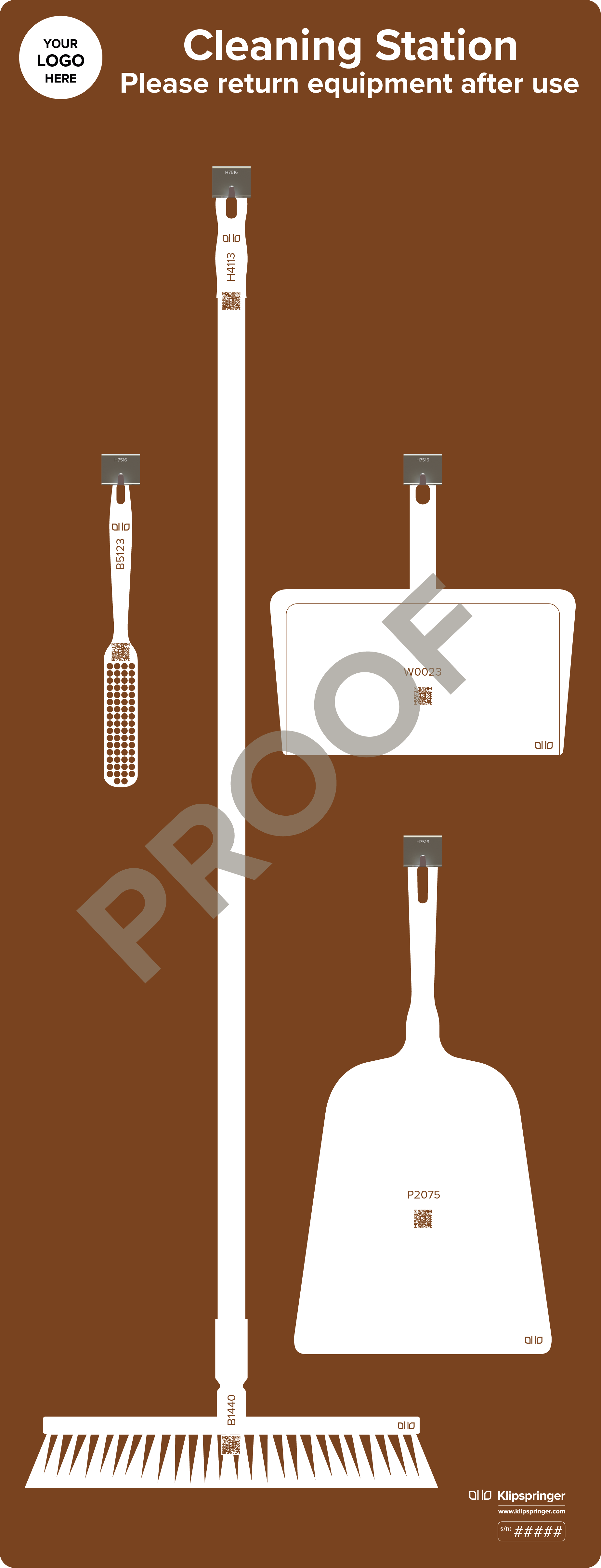 Floor Cleaning Station with Hand Shovel - Brown