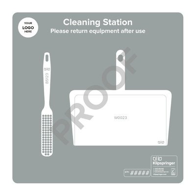 Cleaning station with dustpan and brush (with utensils) - Grey
