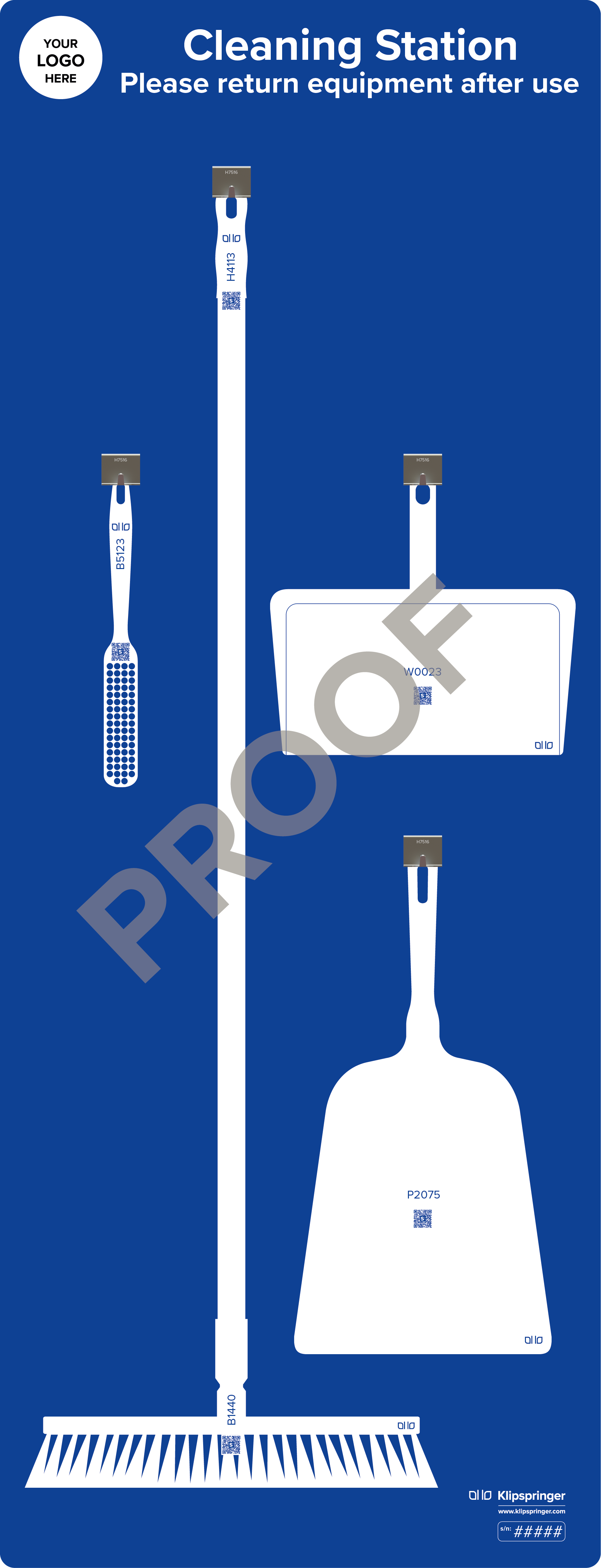 Floor Cleaning Station with Hand Shovel (With Utensils) - Blue