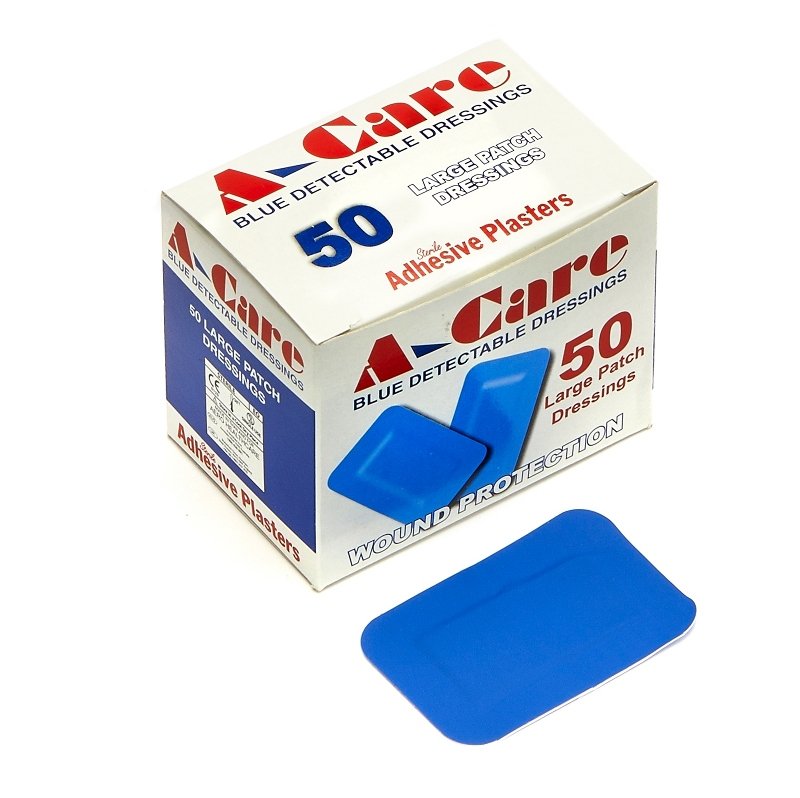 Metal Detectable Plasters - A-care Economy Large Patch Dressing, X50, Blue