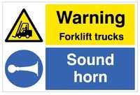 Warning forklift trucks sound horn floor graphic 600x400mm