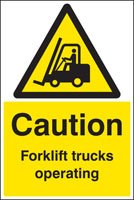 Caution forklift trucks operating floor graphic 400x600mm