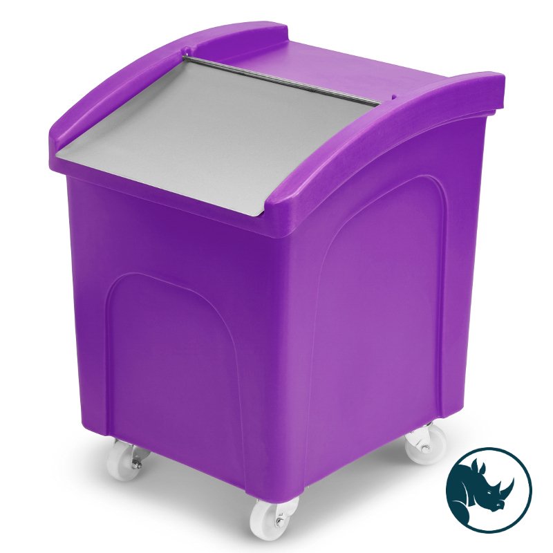 Ingredient dispensing truck - 140 ltr, stainless steel dispensing lid, purple