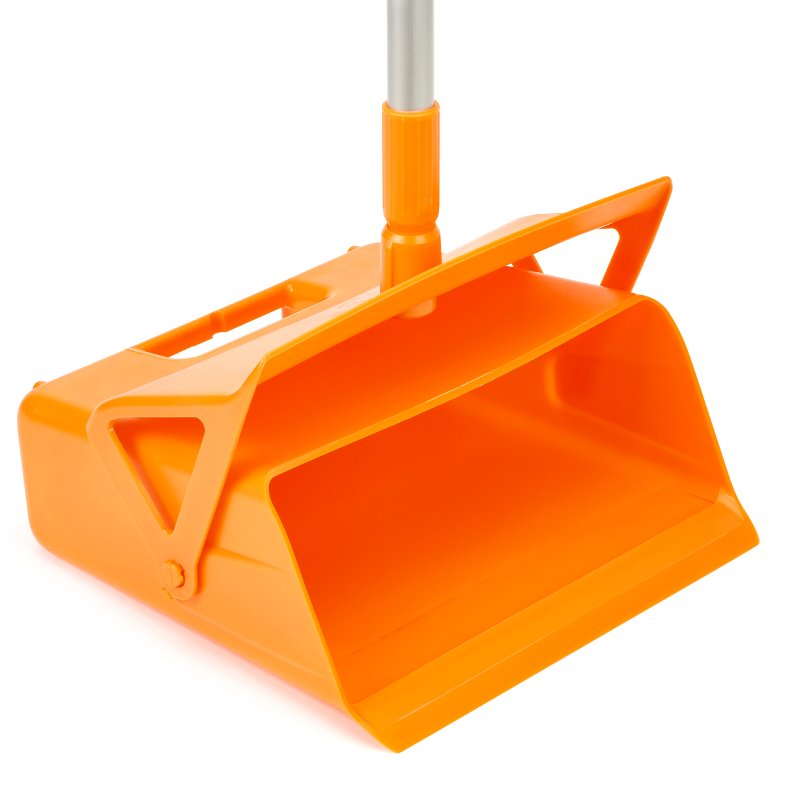 Foodgrade lobby pan - heavy duty, c/w. 800mm handle, 310mm wide, Orange