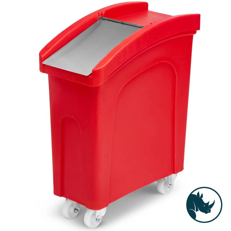 Ingredient dispensing truck - 65 ltr, stainless steel dispensing lid, red