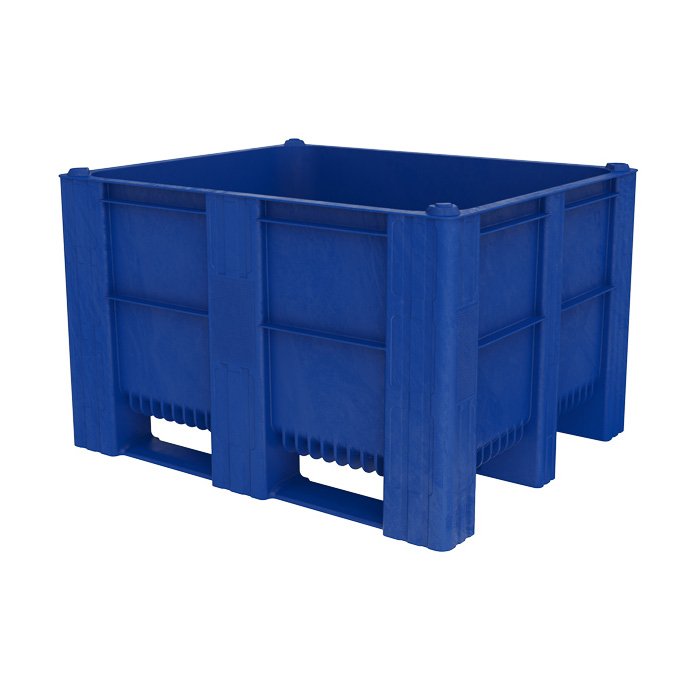 Box Pallet - 605ltr, HDPE, Blue, Solid, 1200x1000x740mm