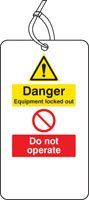 Lockout Tag - Danger equipment  locked out Do not operate (80x150mm) Pk of 10