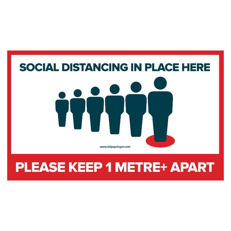 "Social Distancing In Place Here, 1 Metre +" Floor Vinyl - Rectangular