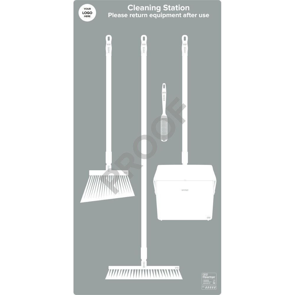Floor Sweeping Station with Lobby Pan (with utensils) - Grey