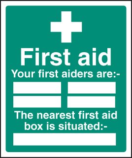 First aiders the nearest first aid box is situated   Size: H (30