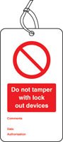 Lockout Tag - Do not tamper with lock out devices (80x150mm) Pk of 10