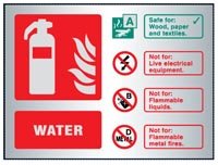 Water extinguisher ID aluminium 150x200mm adhesive backed