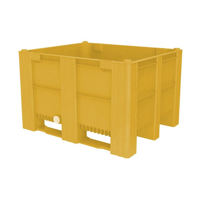 Box Pallet - 605ltr, HDPE, Yellow, Solid with Drain, 1200x1000x7