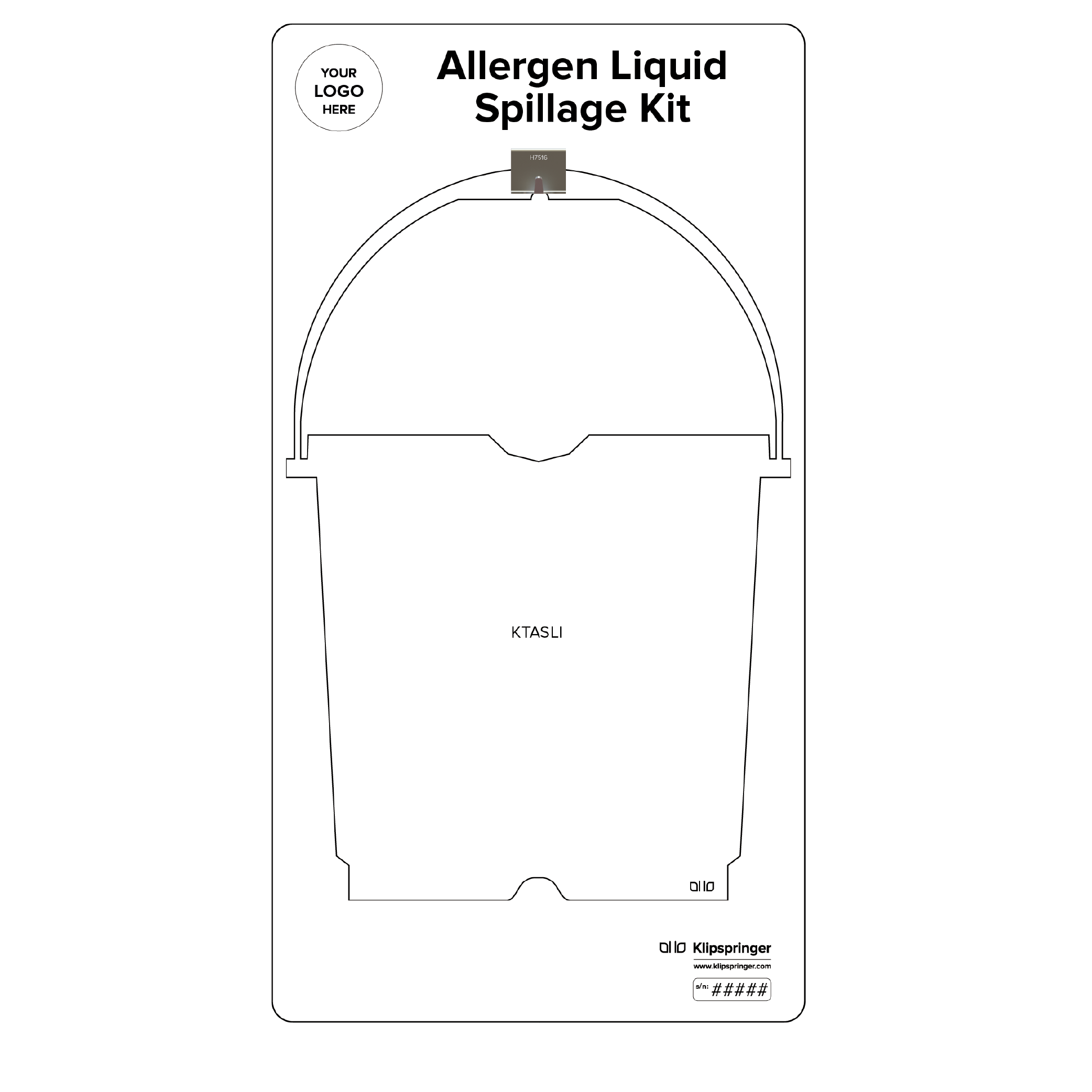 Allergen Spillage Liquids Kit Shadow Board, White