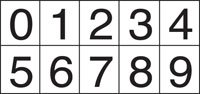Numbering sheet black on white 25mm cap height