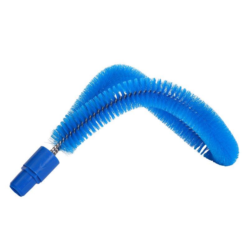 Pipe brush (for threaded handle) - curved, flexible, 50mm, blue