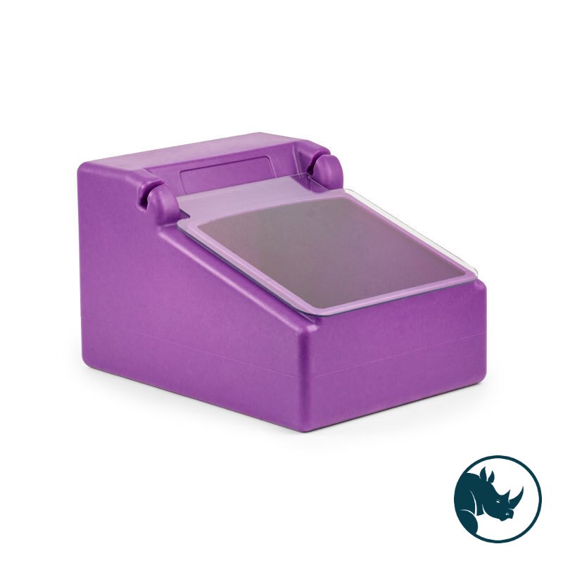 Ingredient dispensing bin - 8 Ltr, clear polycarbonate dispensing lid, purple