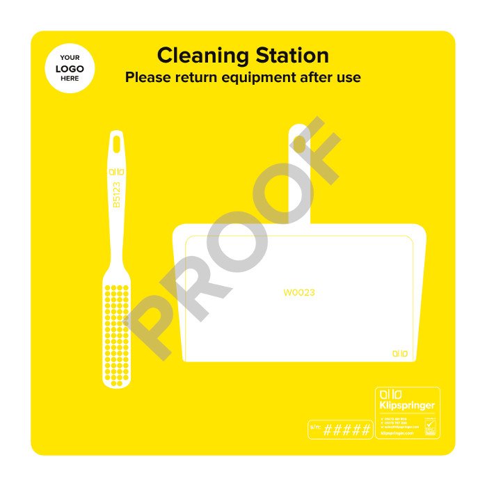Cleaning station with dustpan and brush (with utensils) - Yellow