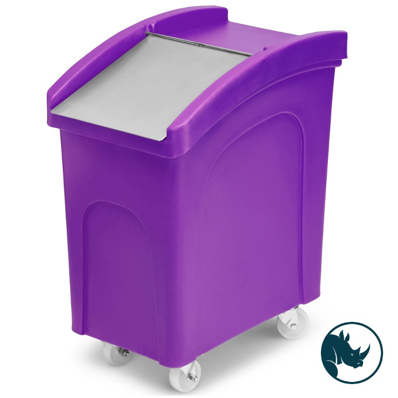 Ingredient dispensing truck - 90 ltr, stainless steel dispensing lid, purple