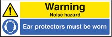 Warning noise hazard ear protection must be worn