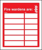 Your fire wardens are (space for 6 names and numbers) adapt-a-sign 215x310mm
