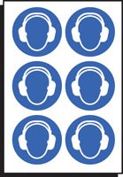 Ear protection symbol 100mm dia - sheet of 6