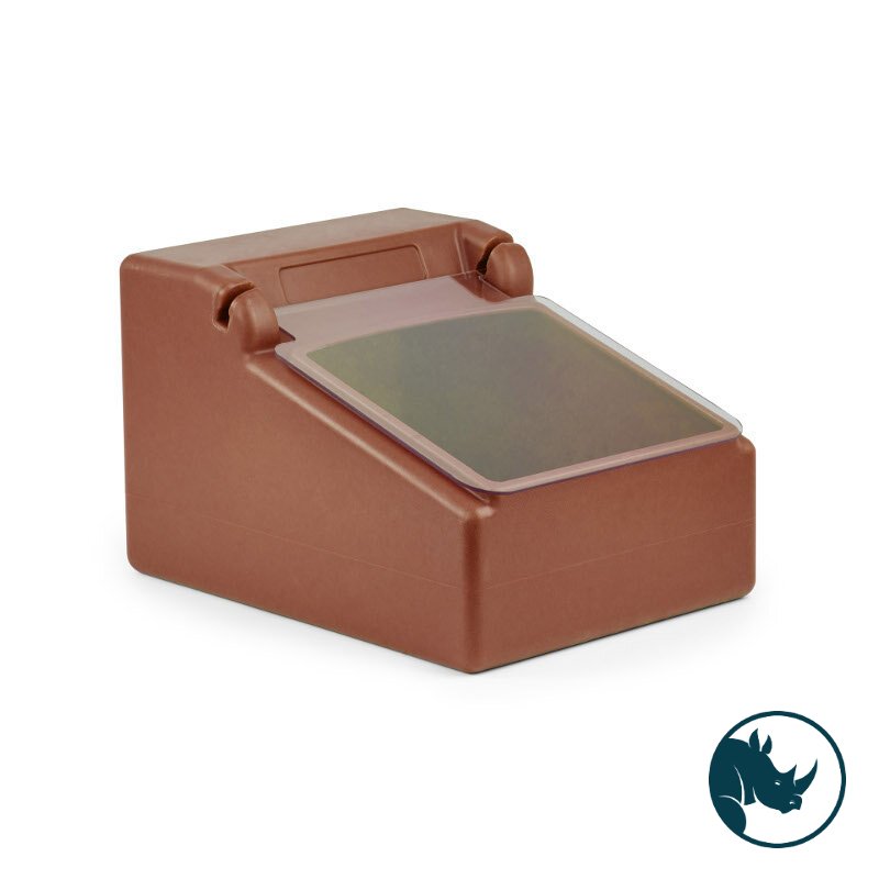 Ingredient dispensing bin - 8 Ltr, clear polycarbonate dispensing lid, brown