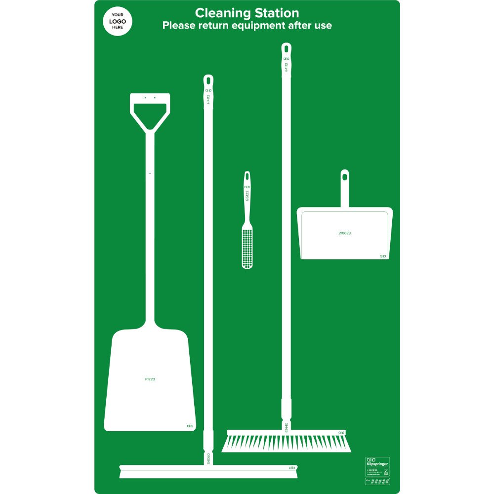 Floor Cleaning Station with Squeegee & Shovel (with utensils) - Green