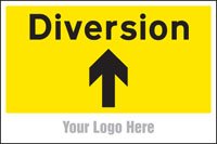 Diversion, arrow up, site saver sign 600x400mm