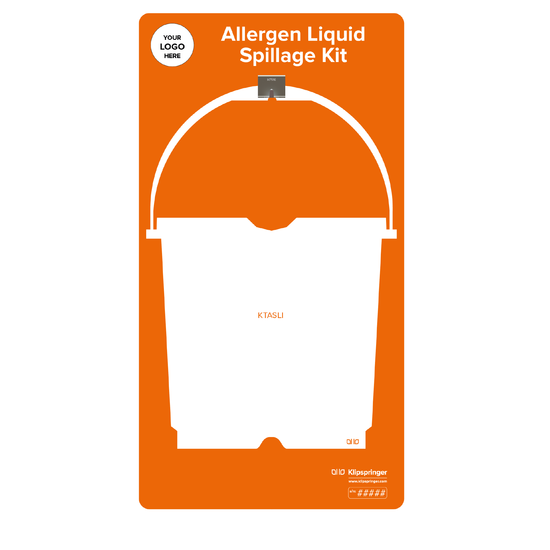 Allergen Spillage Liquids Kit Shadow Board, Orange