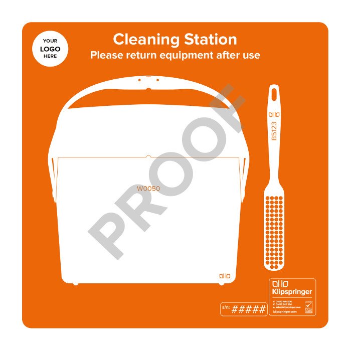 Cleaning Station with Lobby Pan and Brush (with utensils) - Orange