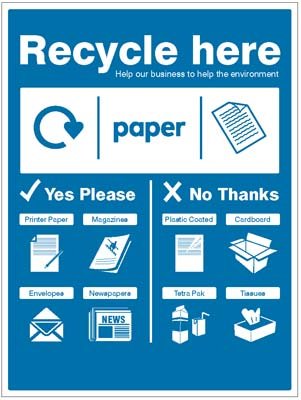 Paper - WRAP Recycle here sign   Size: H (300x250mm)