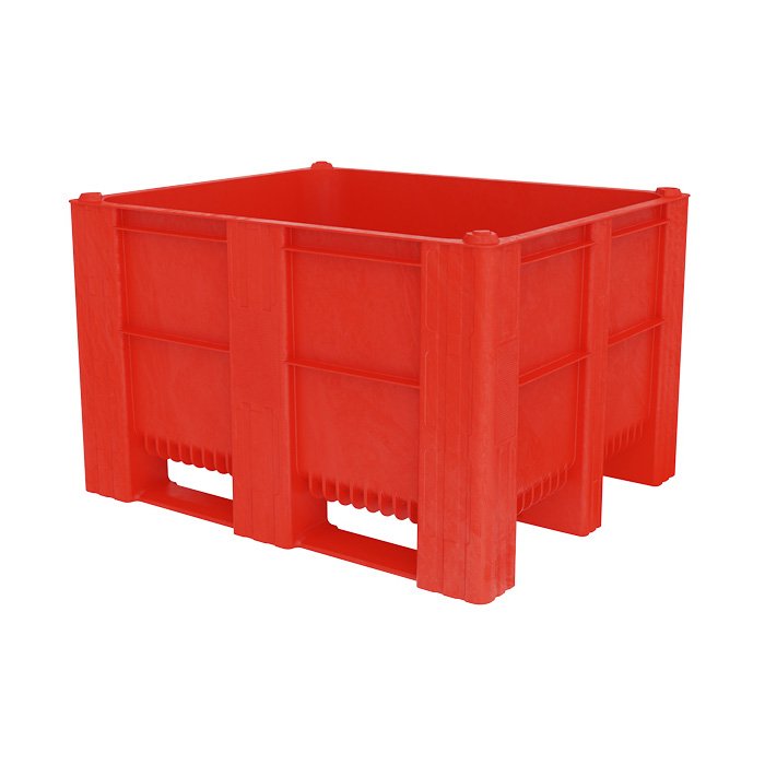 Box Pallet - 605ltr, HDPE, Red, Solid, 1200x1000x740mm