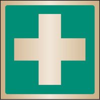 First aid symbol 100x100mm brass
